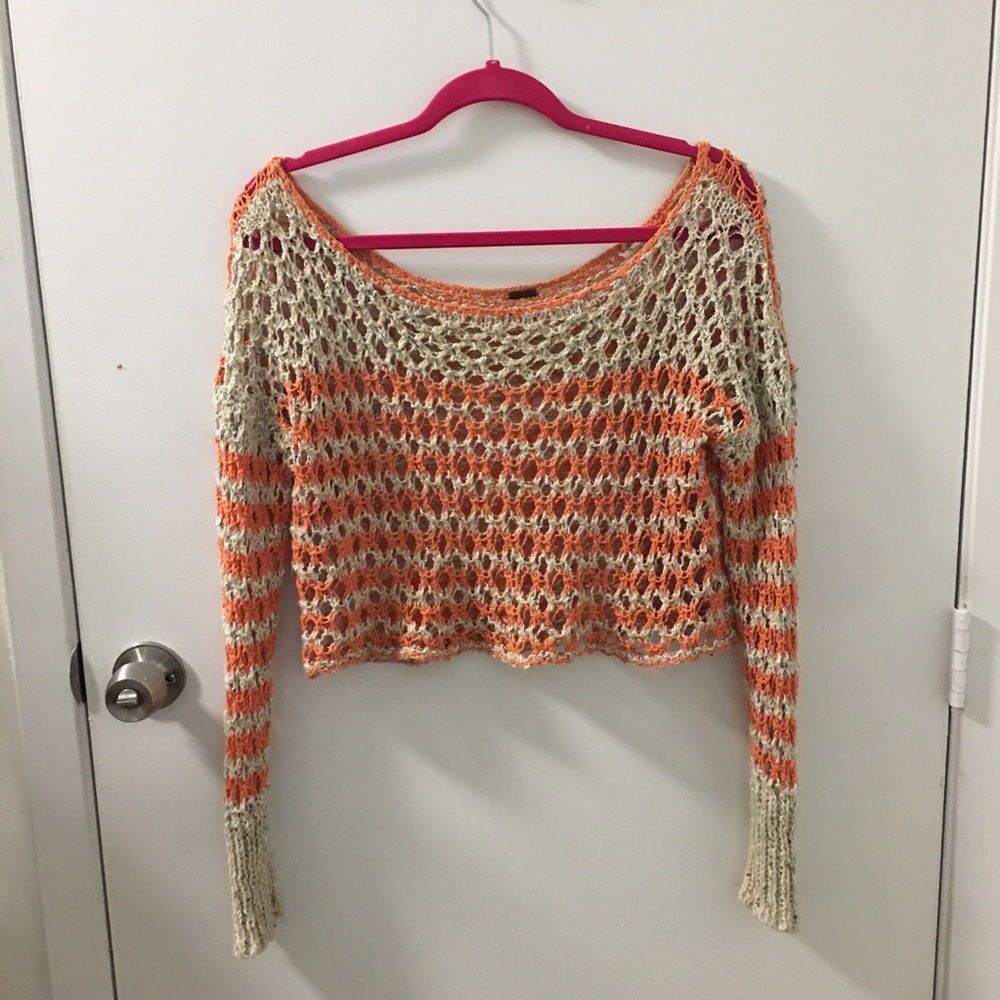 FREE PEOPLE Off-the-Shoulder Crochet Sweater